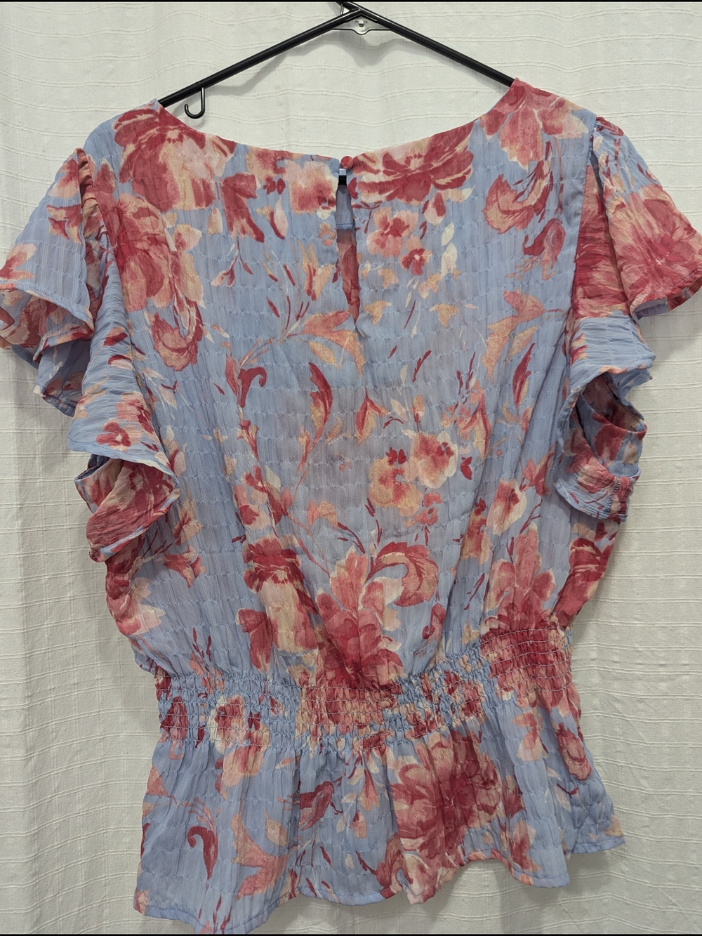 Counterparts Pink & Light Blue Floral Ruffle Top - Picture 6 of 8